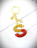 Golden Flakes Resin Letter Keychain A to Z