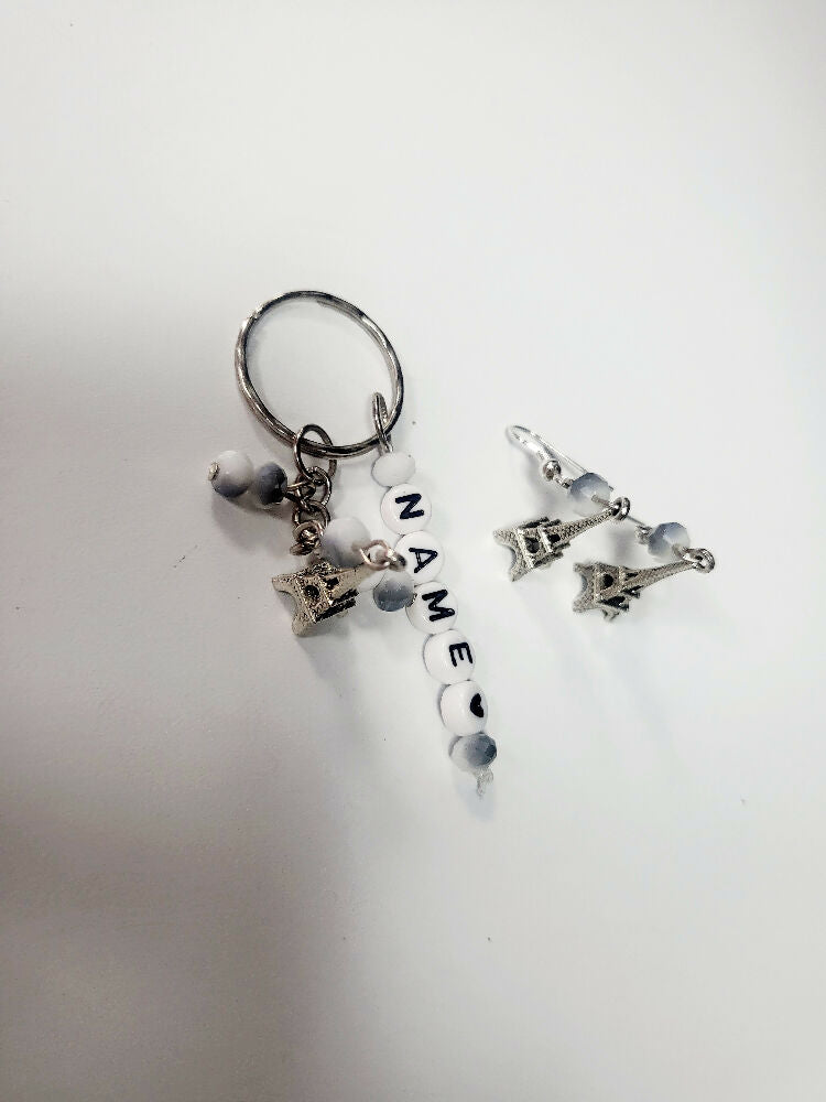 Paris jewelry earrings and keychain