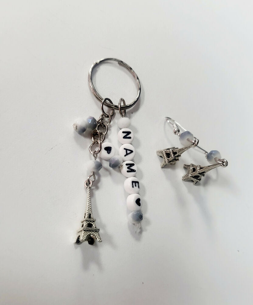 Paris jewelry earrings and keychain