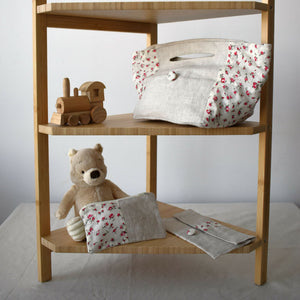 Red flower linen handbag (AB174) 1