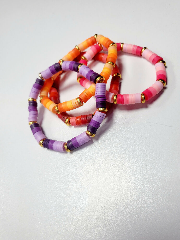 Polymer clay beads bracelet
