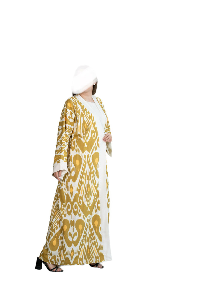 Handmade Kimono - Yellow White Ikat