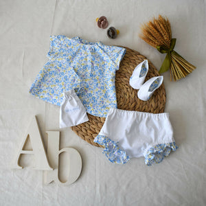 Cotton flowery top and white bottoms (AB58-1) 1
