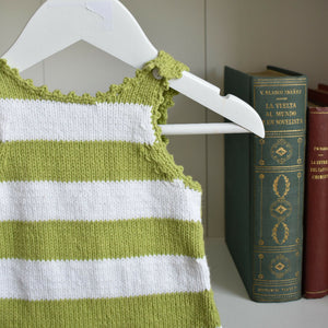Knitted cotton green and white dress (AB172-1) 2