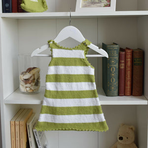 Knitted cotton green and white dress (AB172-1) 1
