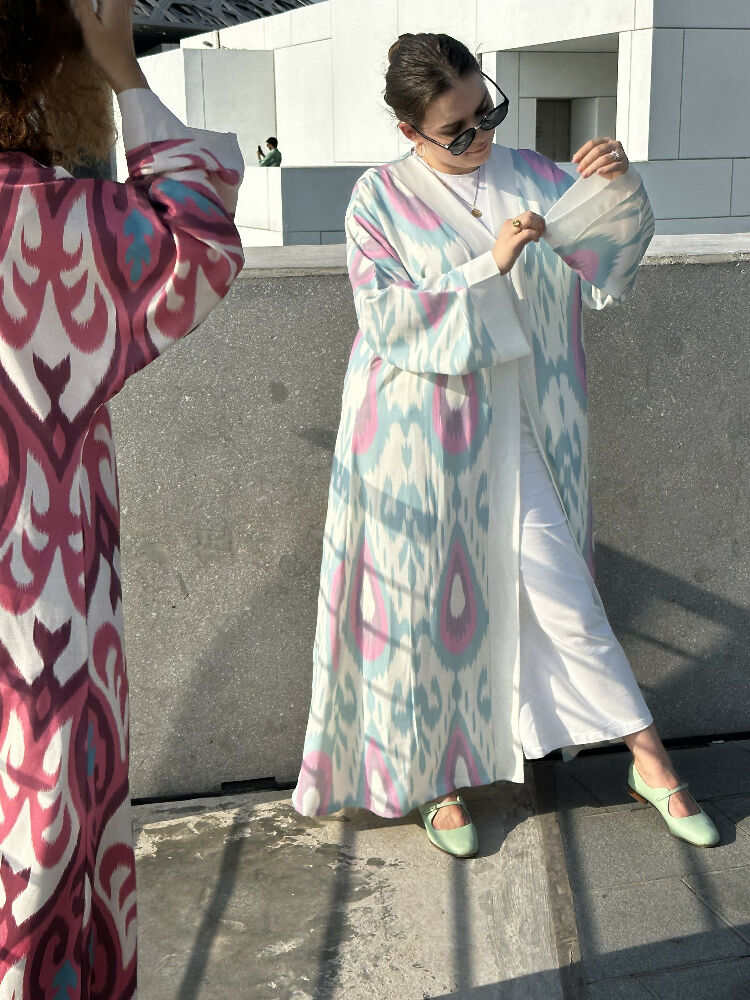 Barbie Pink Blue Ikat Kimono