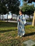 Navy Blue-White Ikat Kimono