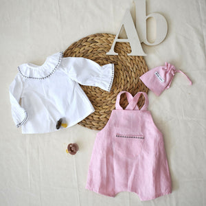 Pink dungarees with white blouse (AB41-1_2) 1
