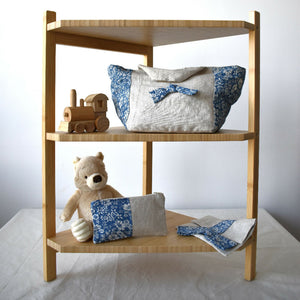 Blue flower linen handbag (AB175) 1