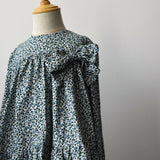 Blouse with bow and blue trousers (AB112-1)