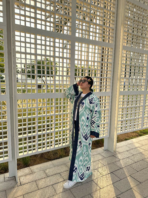 Turquoise w Sapphire Ikat Kimono