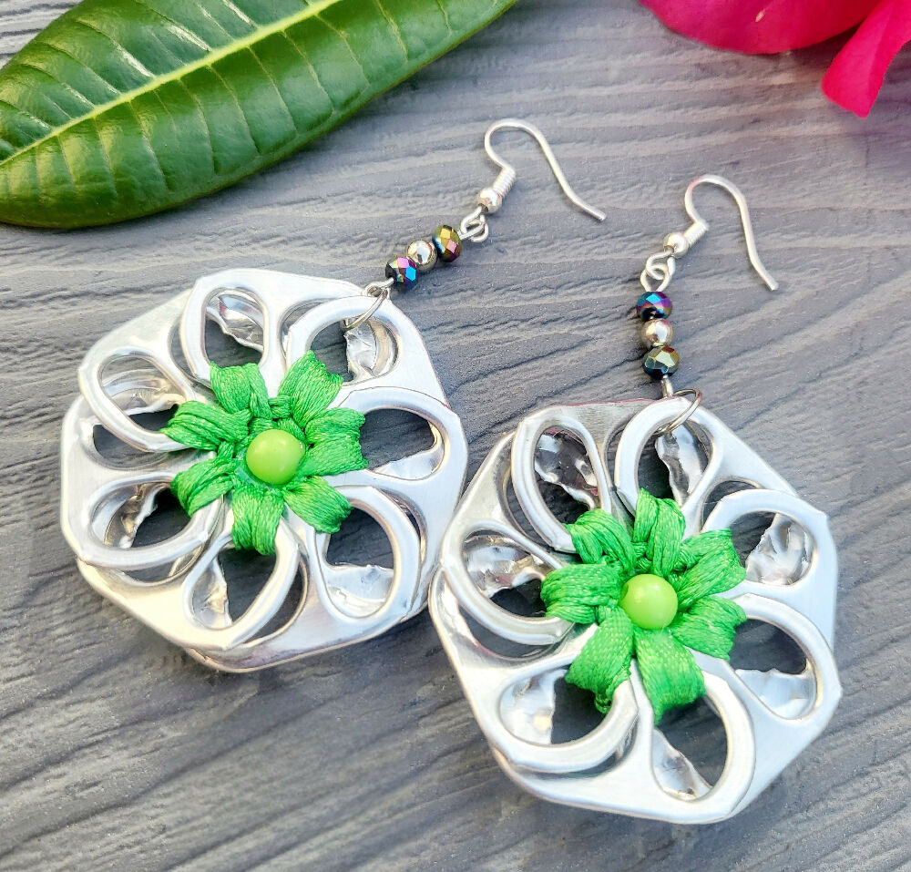 Soda tabs flower jewelry necklace earrings keychain