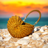 Crocheted metallic ammonite bag