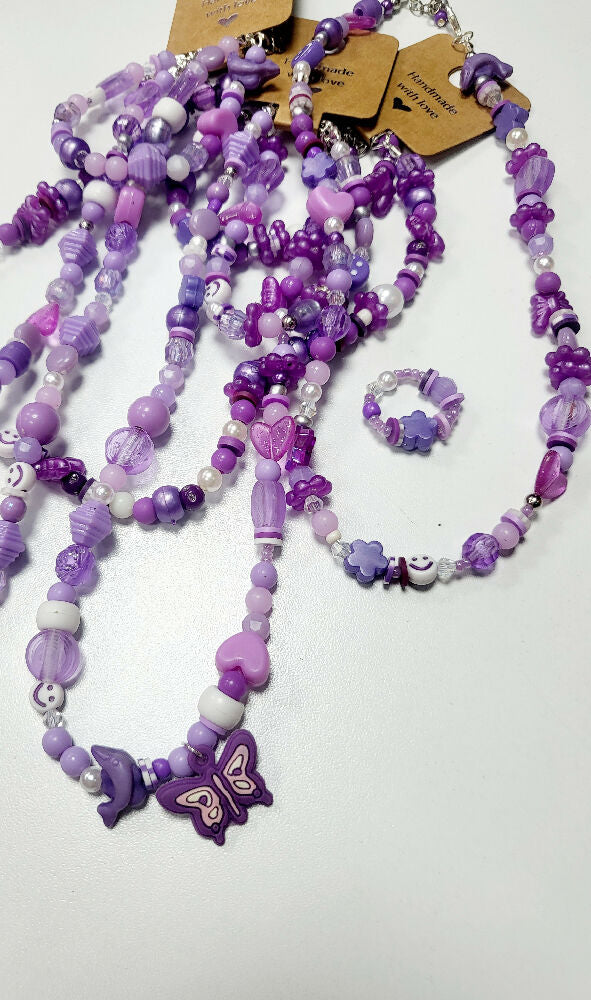 Mixed beaded necklace and bracelet