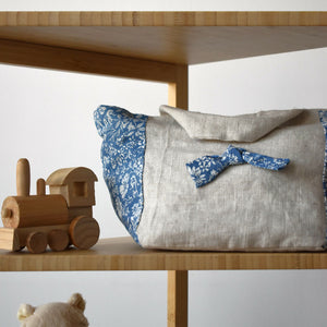 Blue flower linen handbag (AB175) 2