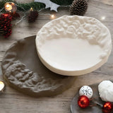 Christmas Plates for Home Decor and Gift - Set of 2 Handmade Ceramic Dishes