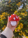 Popping mushroom crochet plushie