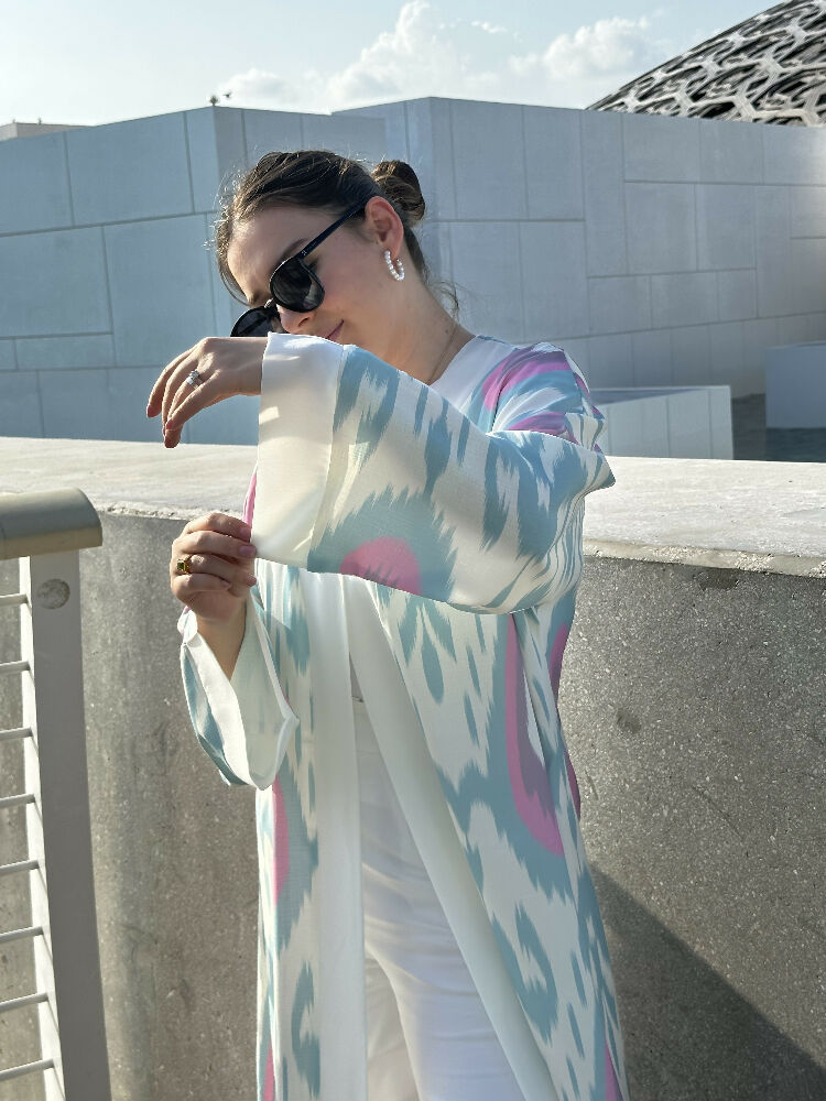 Barbie Pink Blue Ikat Kimono