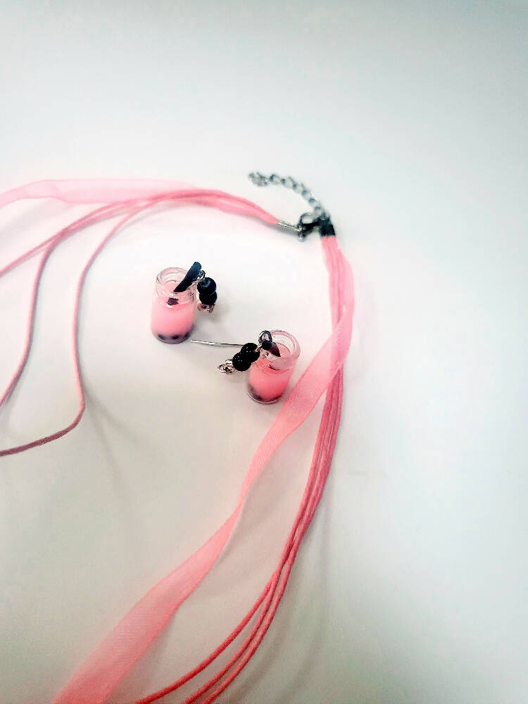 Neckalce and earrings Bubble tea