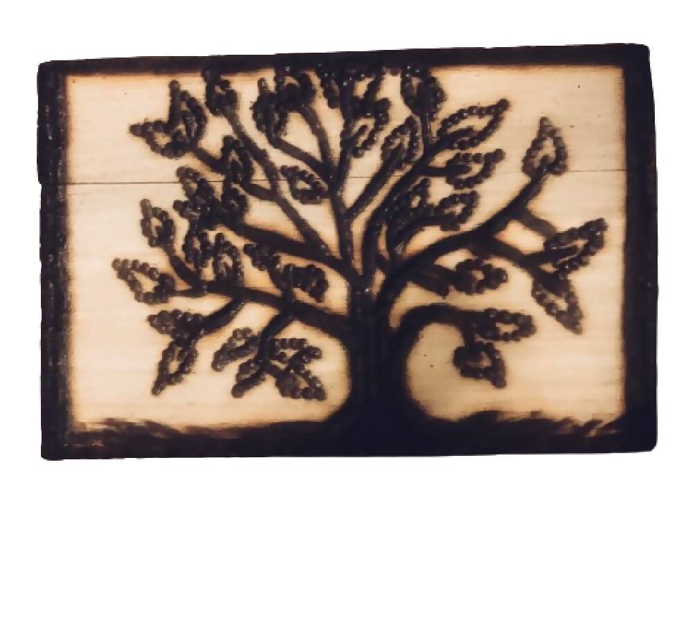 Handmade Pyrography (Wood Burned) And Carved Box