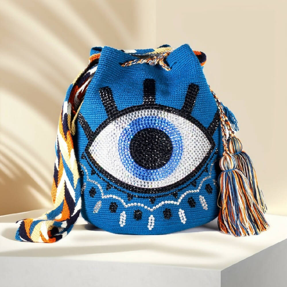 Turkey Eye Handmade crocheted bag with crystals
