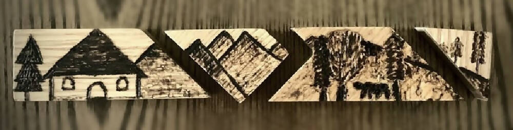 Handmade Pyrography (Wood Burned) Puzzle