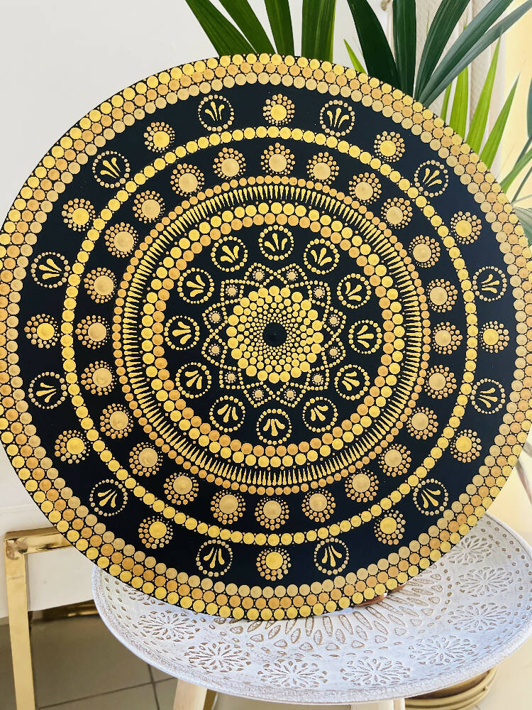 Golden Dot Mandala Wall Art