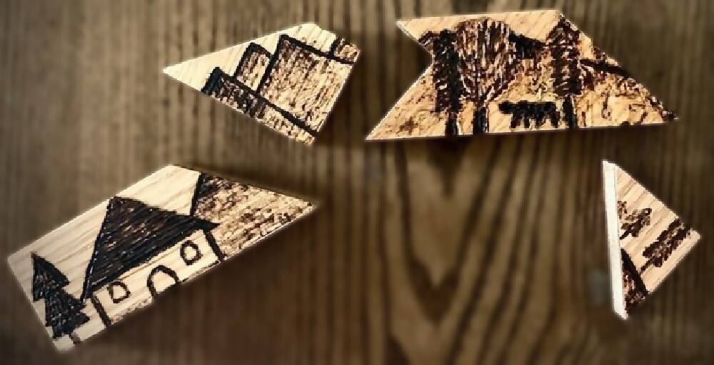 Handmade Pyrography (Wood Burned) Puzzle