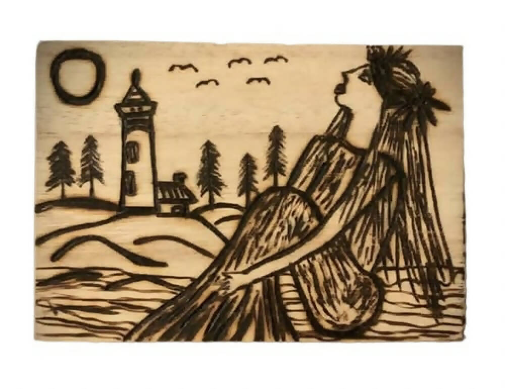 Handmade Pyrography (Wood Burned) And Carved Box. “Marine Box”