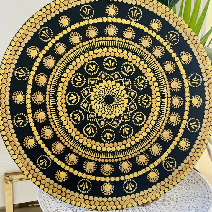 Golden Dot Mandala Wall Art