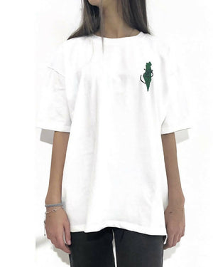 Oversized Fit Palestine Green Postage Stamp T-Shirt -White