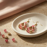 Rose Glow Beaded Hoop Earrings