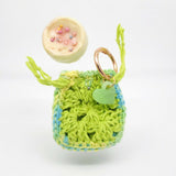 Resin worry stone with crochet pouch