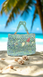 Crocheted raffia mini marine tote