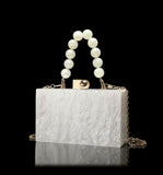 Bridal - Clutch Bag (White Marble w/ Pearl)