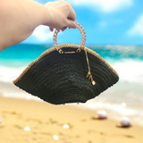 Crocheted raffia basket