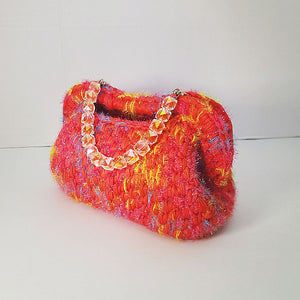 Crochet orange clutch bag