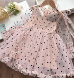Baby Girl Polka Dot Tulle Dress – Long Sleeve Pink Party Dress for Toddlers | Elegant Kids Occasion Wear