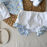 Cotton flowery top and white bottoms (AB58-1) 2