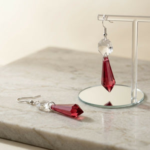 Crimson Crystal Prism Drop Earrings