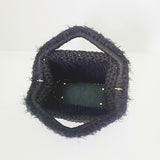 Crochet black fuzzy clutch bag