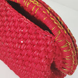 Crochet red sequin clutch bag