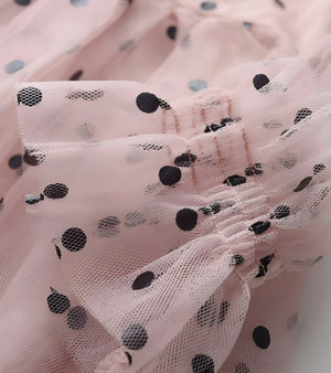 Baby Girl Polka Dot Tulle Dress – Long Sleeve Pink Party Dress for Toddlers | Elegant Kids Occasion Wear