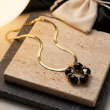 Midnight Heart Herringbone Necklace