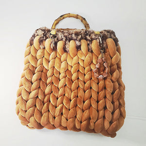 Crochet chunky furry tote bag