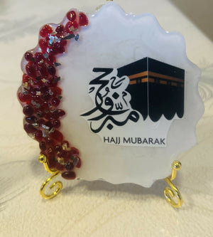 Customized Hajj Mubarak Resin Keepsake | Islamic Gift Décor