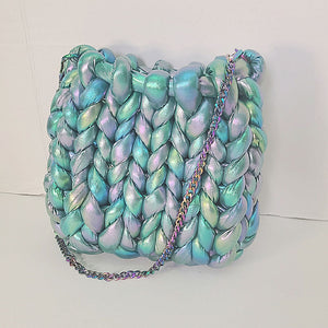 Crochet chunky metallic tote bag