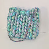 Crochet chunky metallic tote bag