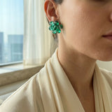 Emerald Dew Cluster Stud Earrings