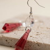 Crimson Crystal Prism Drop Earrings